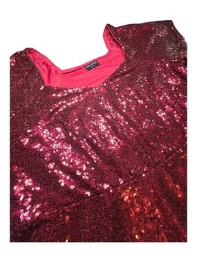 Lane Bryant Red Sequin Peplum Top Short Sleeve Sparkle Holiday Party Blouse 18